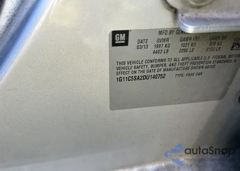 2013 Chevrolet Malibu z USA, uszkodzony, nr VIN 1G11C5SA2DU140752